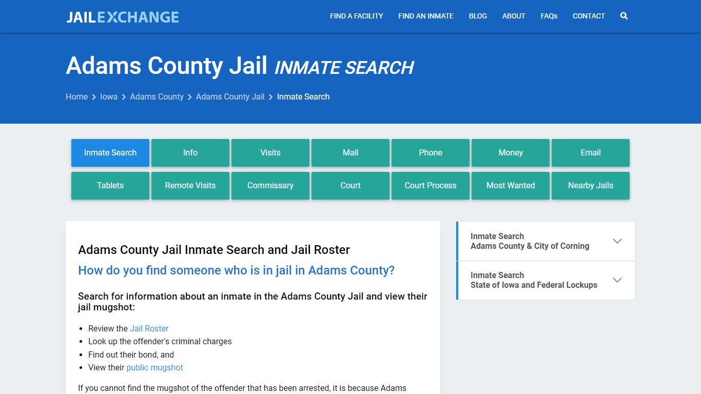 Inmate Search: Roster & Mugshots - Adams County Jail, IA